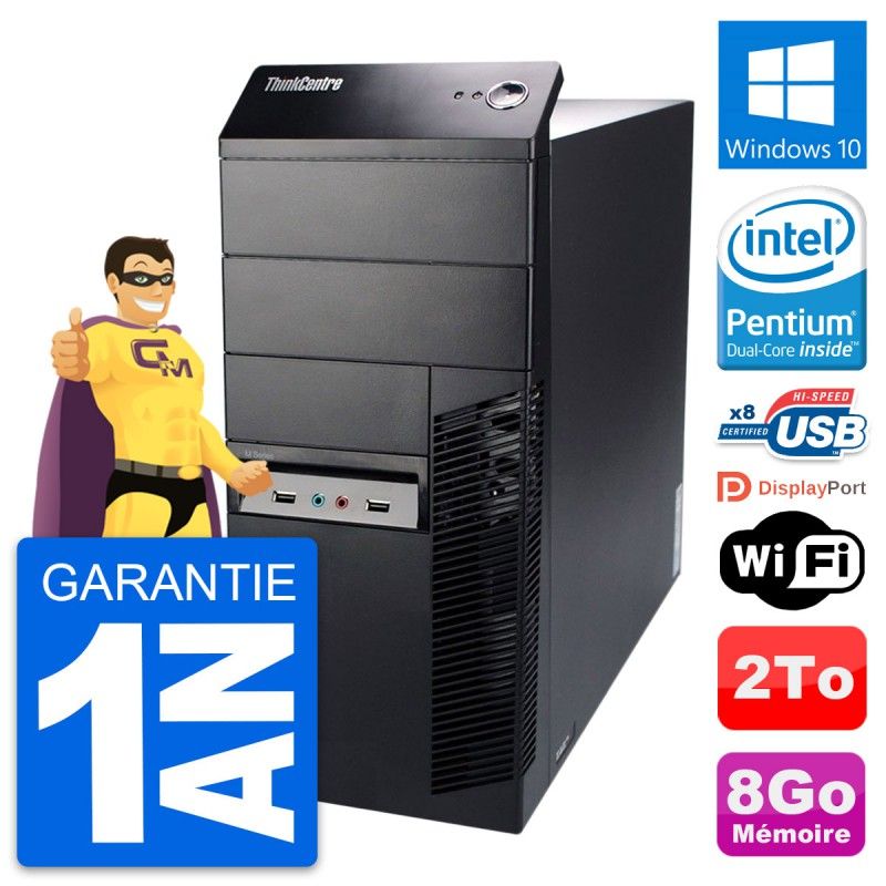 PC de escritorio Lenovo ThinkCentre M91p - Procesador Intel Pentium G630, 8GB de RAM, 2TB HDD, Windows 10, WiFi