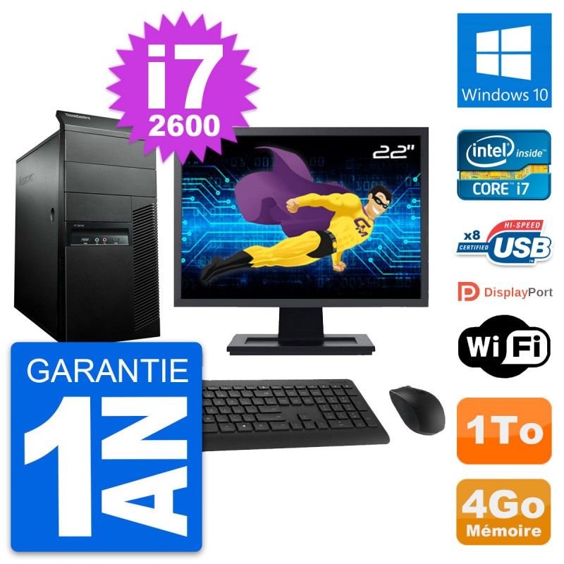 Lenovo M91p 22-Inch Desktop PC - Intel i7, 4GB RAM, 1TB HDD, Windows 10, WiFi