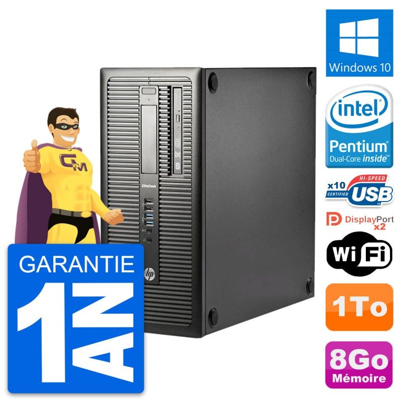 HP EliteDesk 800 G1 Desktop PC - Intel Pentium G3220, 8GB RAM, 1TB Hard Drive, Windows 10, WiFi
