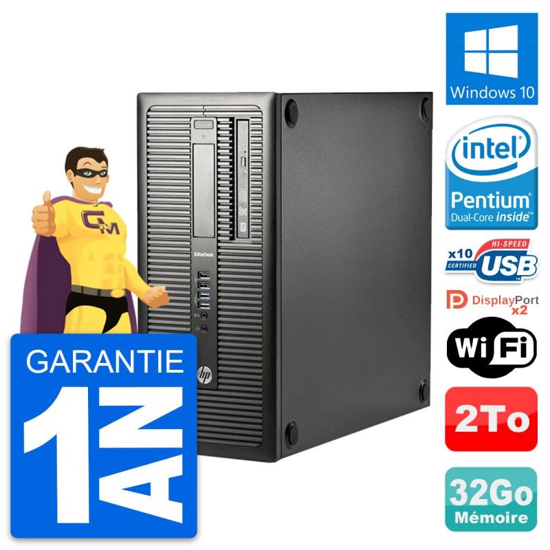HP EliteDesk 800 G1 Desktop PC - Intel Pentium G3220, 3.0GHz, 32GB RAM, 2TB HDD, Windows 10, WiFi