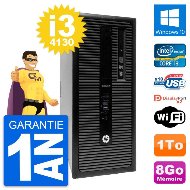 HP EliteDesk 800 G1 Desktop PC - Intel i3-4130, 8GB RAM, 1TB HDD, Windows 10, WiFi