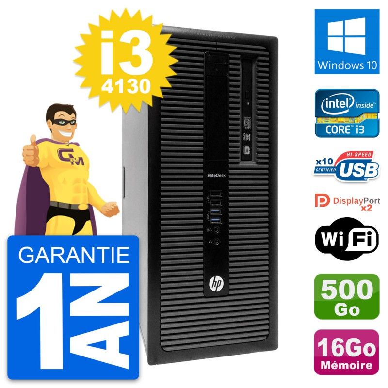 HP EliteDesk 800 G1 Desktop PC - Intel i3-4130, 16GB RAM, 500GB HDD, Windows 10, WiFi
