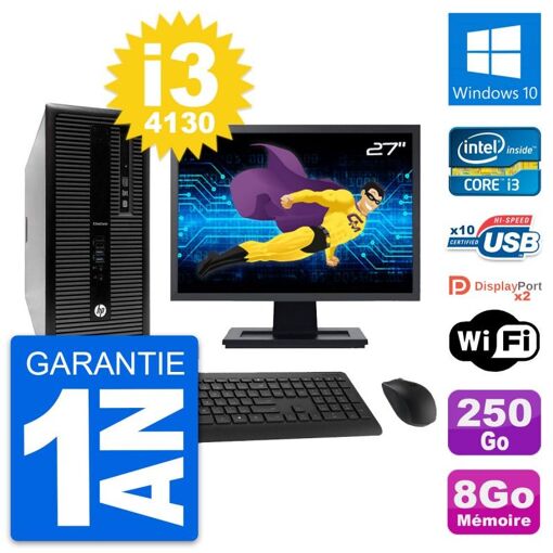 HP EliteDesk 800 G1 27-inch Intel i3-4130 8GB RAM 250GB HDD Windows 10 WiFi PC
