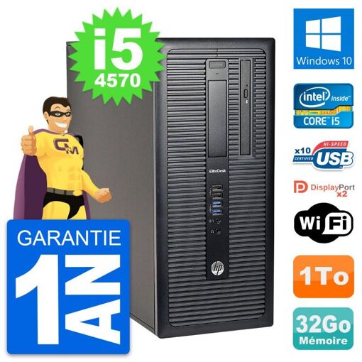 HP EliteDesk 800 G1 Desktop Computer - Intel i5-4570, 32GB RAM, 1TB HDD, Windows 10, WiFi