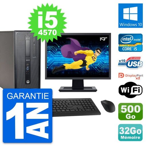 HP EliteDesk 800 G1 19-Inch PC - Intel i5-4570, 32GB RAM, 500GB HDD