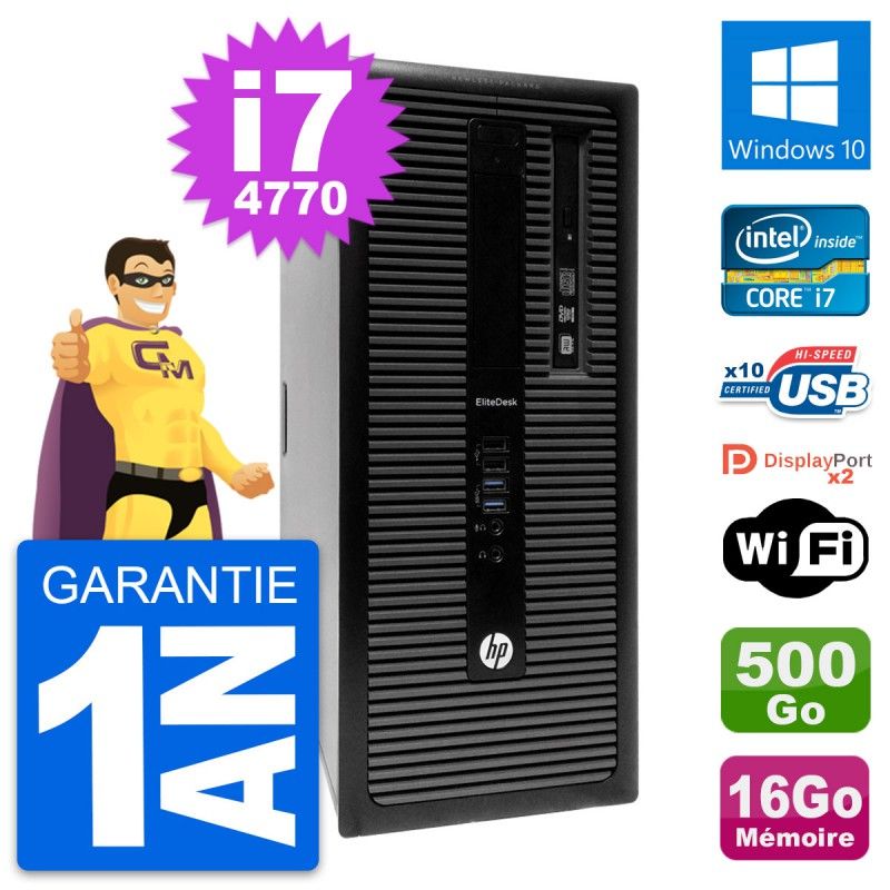 HP EliteDesk 800 G1 Desktop PC - Intel i7, 16GB RAM, 500GB HDD, Windows 10, WiFi
