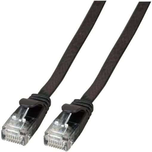 Câble EFB-Elektronik RJ-45 - 25 cm, UTP, CAT 6a, moulé et plat - Noir