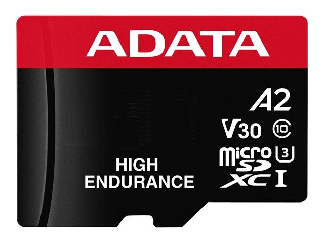 Tarjeta de memoria flash ADATA High Endurance - 128 GB, A2/Clase de vídeo V30/UHS-I U3/Clase 10 (incluye adaptador microSDXC a SD)
