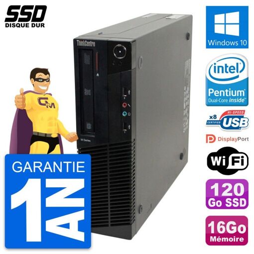 Lenovo ThinkCentre M82 SFF Desktop PC - Intel G630, 16GB RAM, 120GB SSD, Windows 10, WiFi