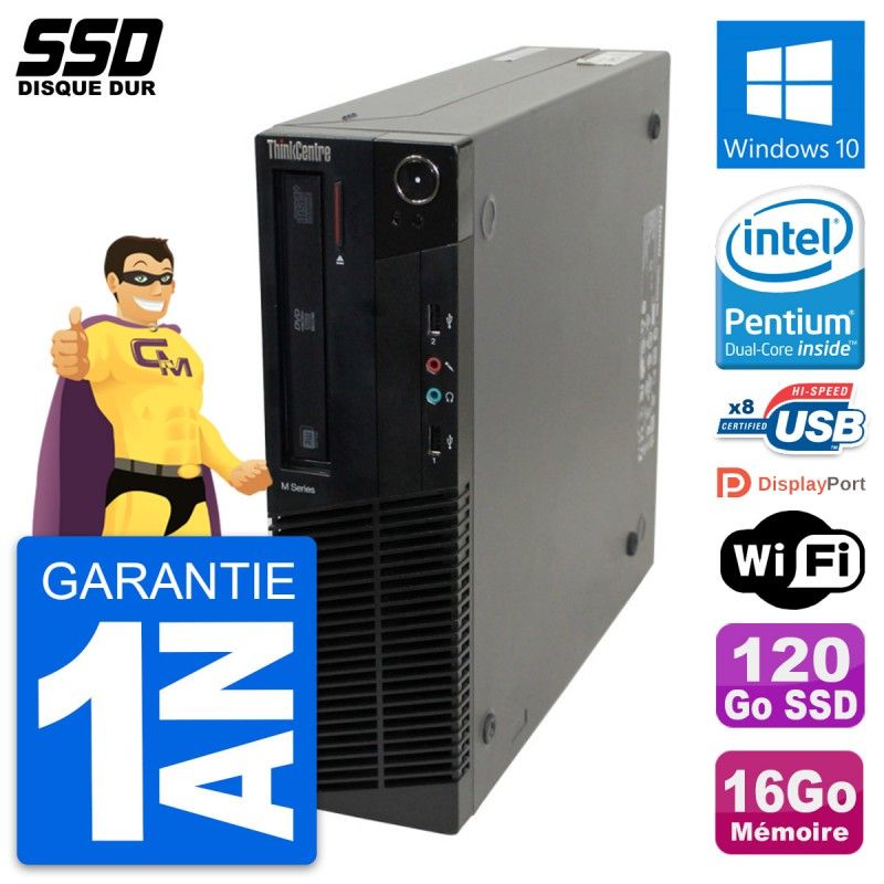Lenovo ThinkCentre M82 SFF Desktop PC - Intel G630, 16GB RAM, 120GB SSD, Windows 10, WiFi