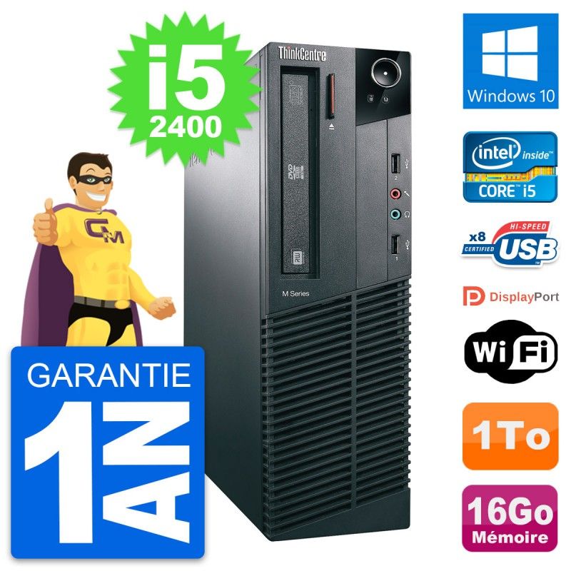 Lenovo ThinkCentre M82 SFF Desktop PC - Intel i5-2400, 16GB RAM, 1TB HDD, Windows 10, WiFi