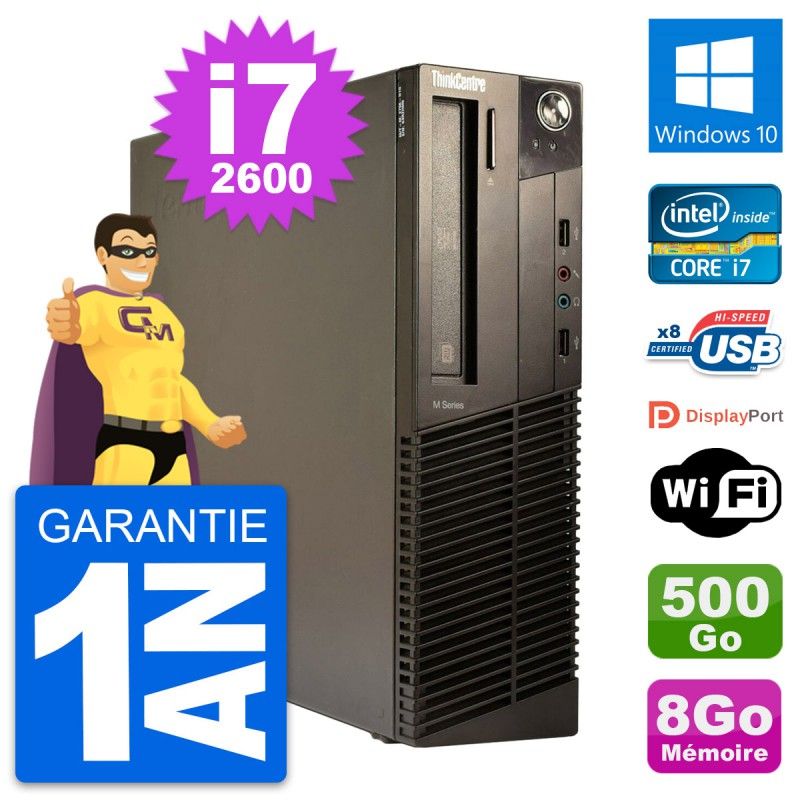 Lenovo ThinkCentre M82 SFF Desktop PC - Intel i7-2600, 8GB RAM, 500GB HDD, Windows 10, Wifi