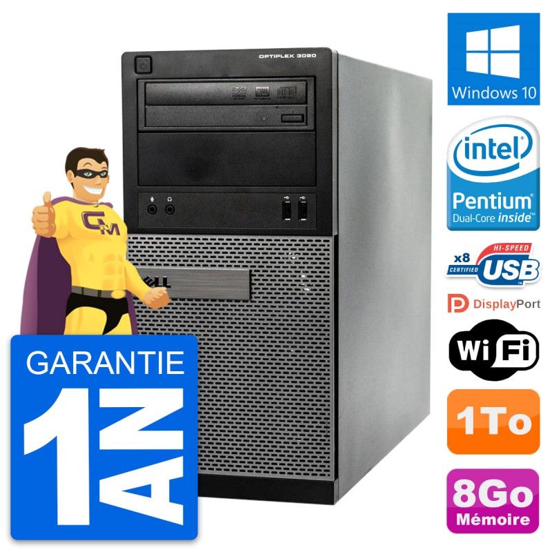 Dell OptiPlex 3020 Desktop PC - Intel Pentium G3220, 8GB RAM, 1TB HDD, Windows 10, WiFi