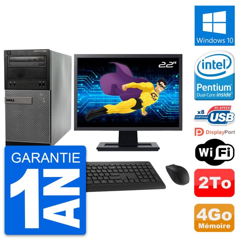 Dell OptiPlex 3020 Desktop Computer - 22inch Screen, Intel Pentium G3220, 4GB RAM, 2TB Hard Drive, Windows 10