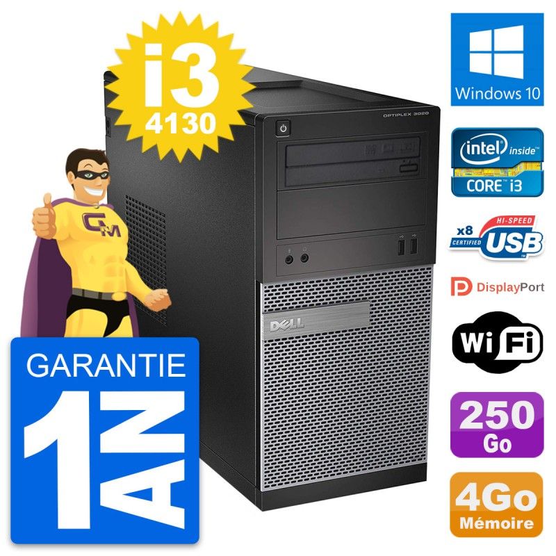 Dell OptiPlex 3020 Desktop PC - Intel i3-4130, 4GB RAM, 250GB HDD, Windows 10, WiFi