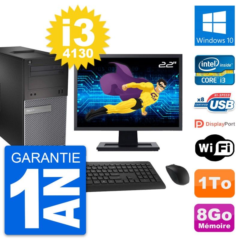 Dell OptiPlex 3020 Desktop PC - 22inch Screen, Intel i3-4130, 8GB RAM, 1TB HDD, Windows 10