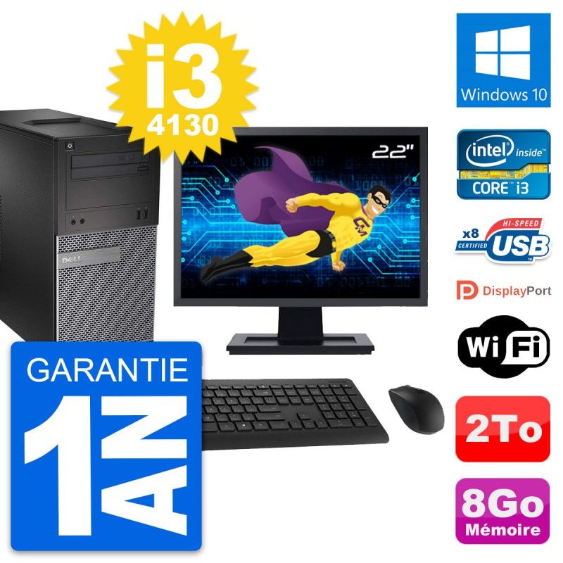 Dell OptiPlex 3020 Desktop PC - 22" Screen, Intel i3-4130, 8GB RAM, 2TB Hard Drive, Windows 10, WiFi