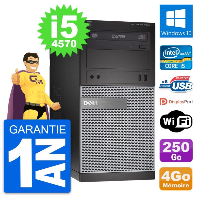 Dell OptiPlex 3020 Desktop PC - Intel i5-4570, 4GB RAM, 250GB HDD, Windows 10, WiFi
