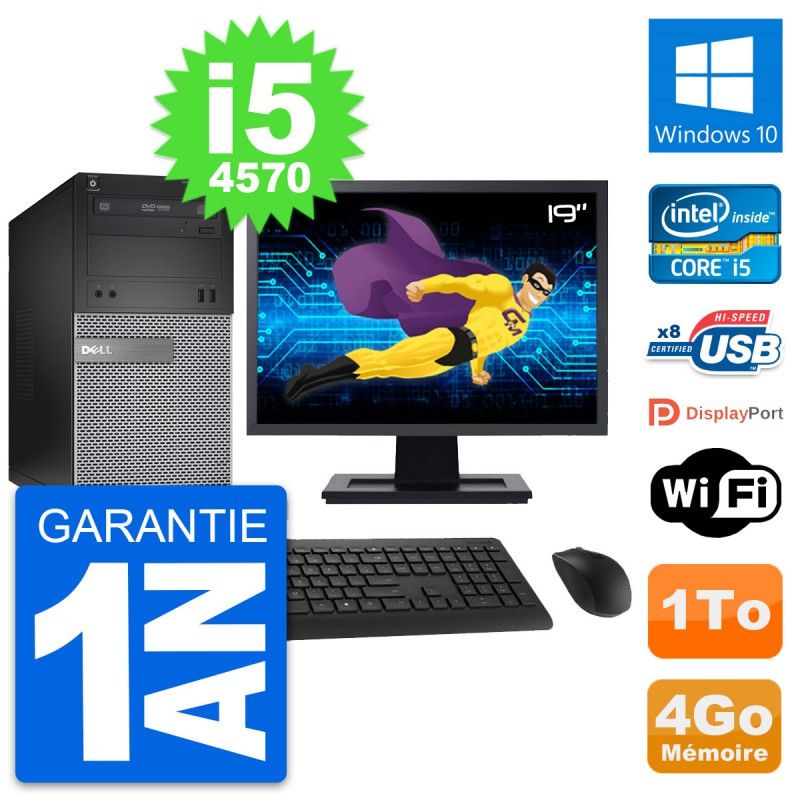 Dell OptiPlex 3020 Desktop Computer, 19" Screen, i5-4570, 4GB RAM, 1TB HDD, Windows 10, WiFi