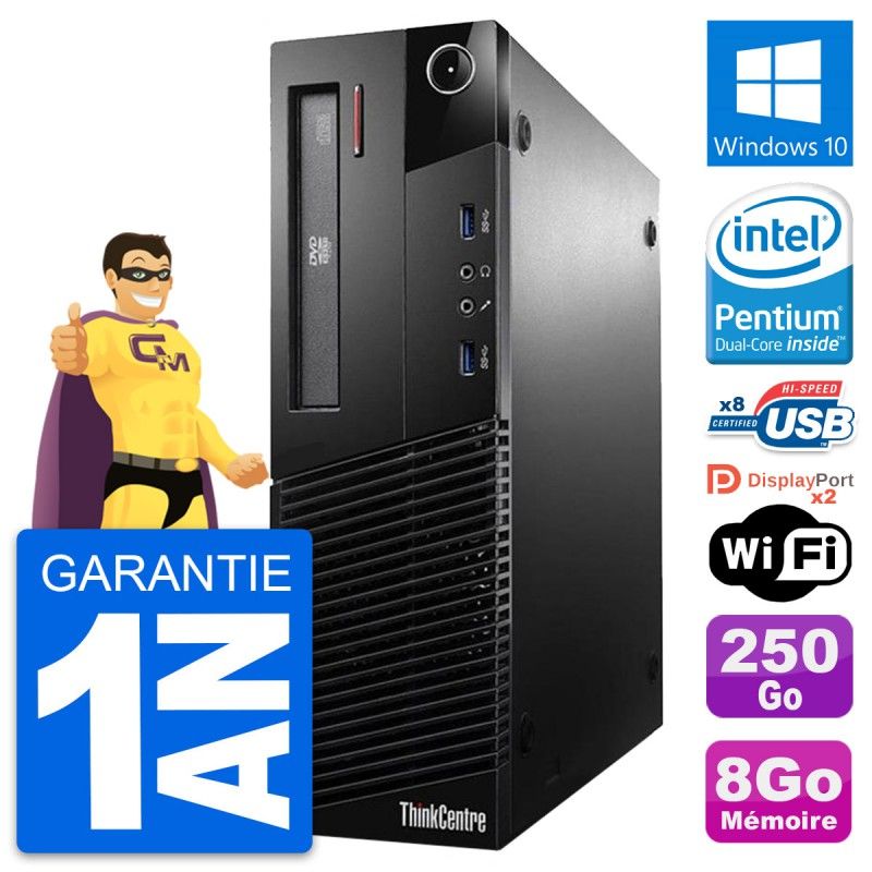 Lenovo ThinkCentre M93p SFF Desktop - Intel Pentium G3220, 8GB RAM, 250GB HDD, Windows 10, WiFi