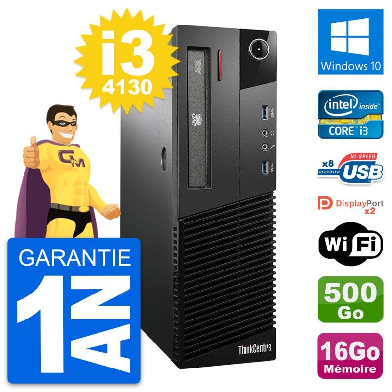 Lenovo ThinkCentre M93p SFF Desktop PC - Intel Core i3-4130, 16GB RAM, 500GB HDD, Windows 10, WiFi