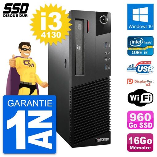 Ordenador de escritorio Lenovo ThinkCentre M93p SFF - Intel i3-4130, 16 GB RAM, 960 GB SSD, Windows 10, Wifi