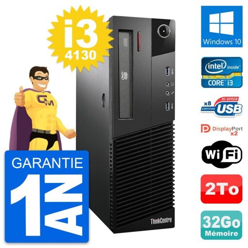 PC de escritorio Lenovo ThinkCentre M93p SFF - Intel i3-4130, 32GB de RAM, 2TB HDD, Windows 10, WiFi