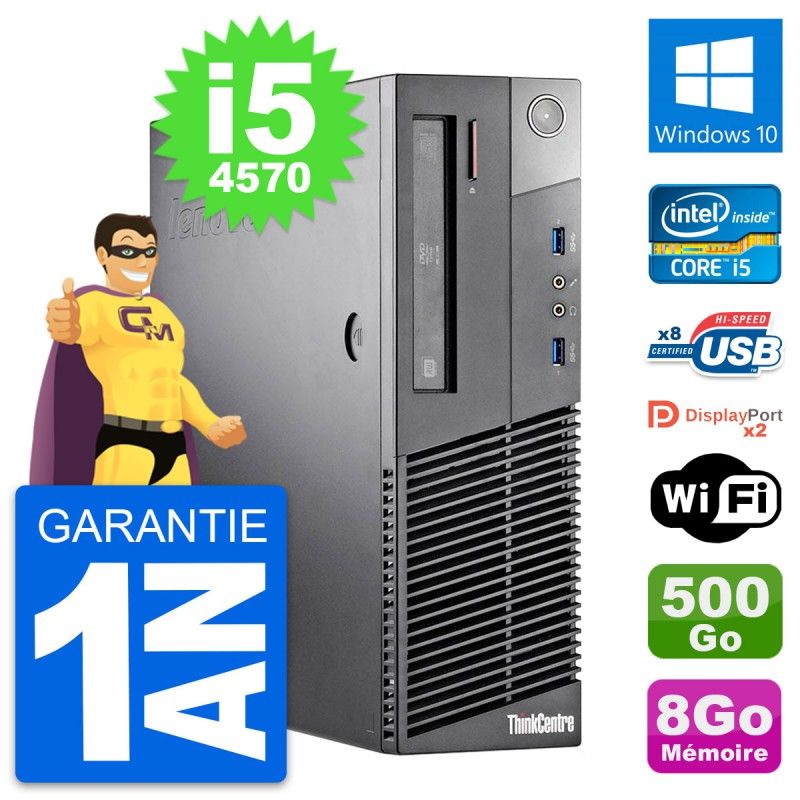 Lenovo ThinkCentre M93p SFF Core i5-4570 8GB RAM 500GB SSD Windows 10 WiFi