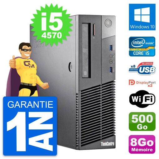 Lenovo ThinkCentre M93p SFF Core i5-4570 8GB RAM 500GB SSD Windows 10 WiFi