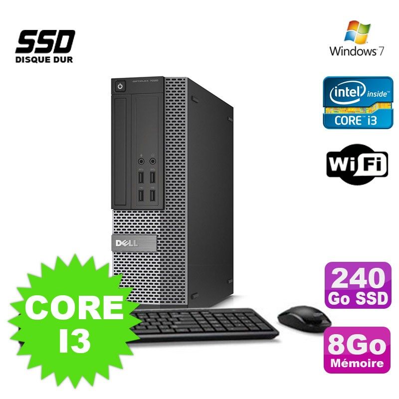 Dell Optiplex 7020 SFF Core i3-4150 3.5GHz 8GB RAM 240GB SSD DVD WiFi Windows 7