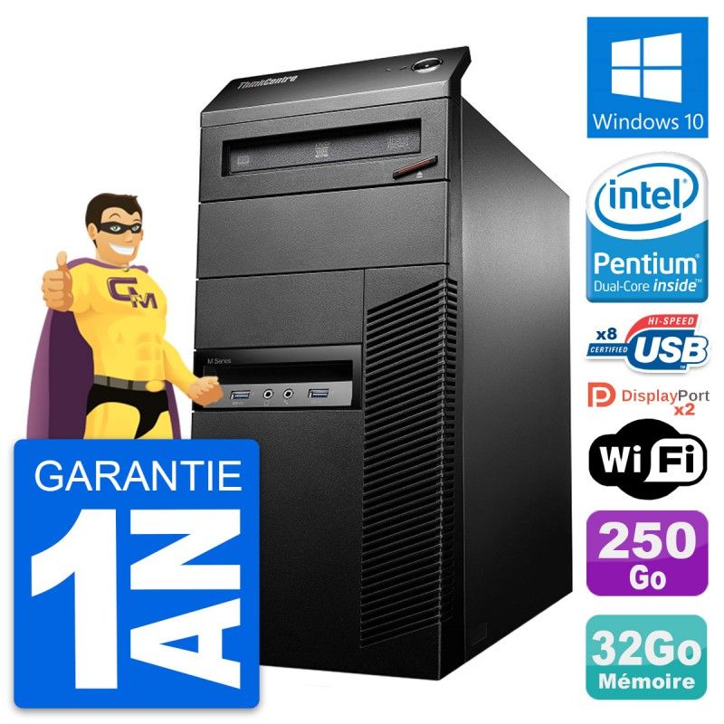 Lenovo ThinkCentre M93p Desktop - Intel Pentium G3220, 32GB RAM, 250GB HDD, Windows 10, WiFi
