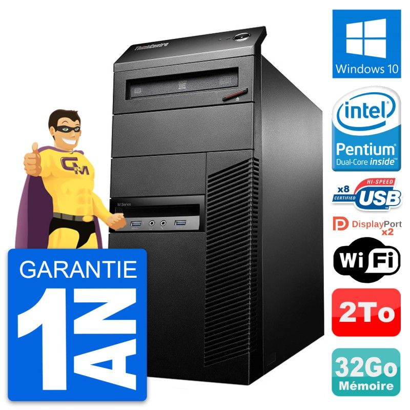 Lenovo ThinkCentre M93p Desktop Computer - Intel Pentium G3220, 32GB RAM, 2TB HDD, Windows 10, WiFi