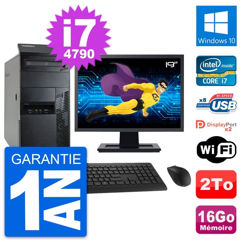 Lenovo M93p 19-inch Desktop PC - Intel i7, 16GB RAM, 2TB HDD, Windows 10