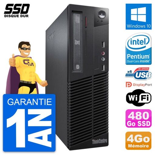 Lenovo ThinkCentre M73 SFF Computer - Intel G3220, 4GB RAM, 480GB SSD, Windows 10, WiFi