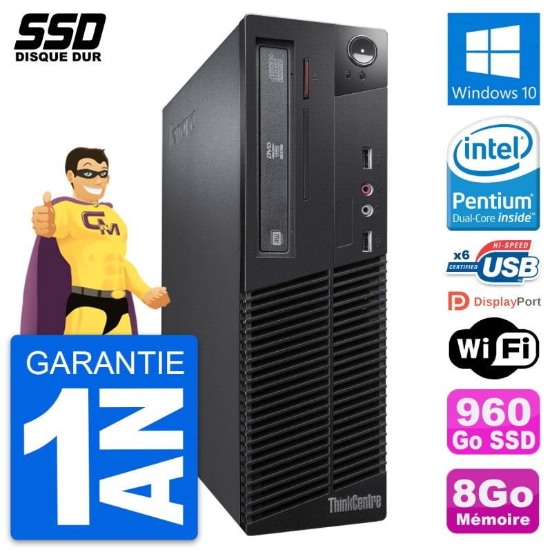 Lenovo ThinkCentre M73 SFF Desktop Computer - Intel Core i3-4160, 8GB RAM, 960GB SSD, Windows 10, WiFi