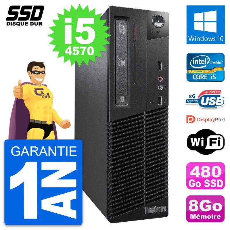 Lenovo ThinkCentre M73 SFF Intel i5-4570 8GB RAM 256GB SSD Windows 10 WiFi