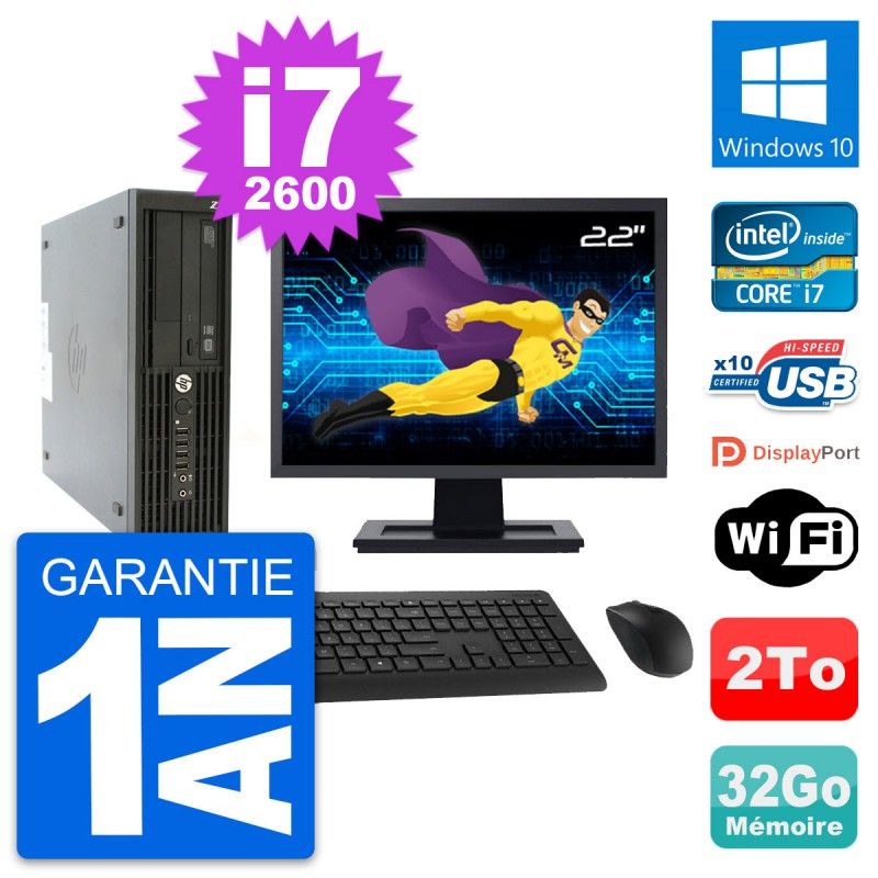 HP Z210 SFF Workstation Computer - 22" Screen, Intel Core i7-2600, 32GB RAM, 2TB Hard Drive, Windows 10, WiFi