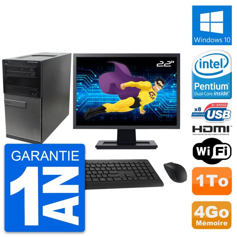 Dell Optiplex 390 MT Desktop PC - 22" Screen, Intel G630, 4GB RAM, 1TB HDD, HDMI, WiFi