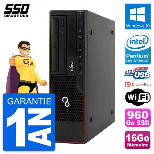 Fujitsu Esprimo E910 DT Desktop PC - Intel G630, 16GB RAM, 960GB SSD, Windows 10, WiFi