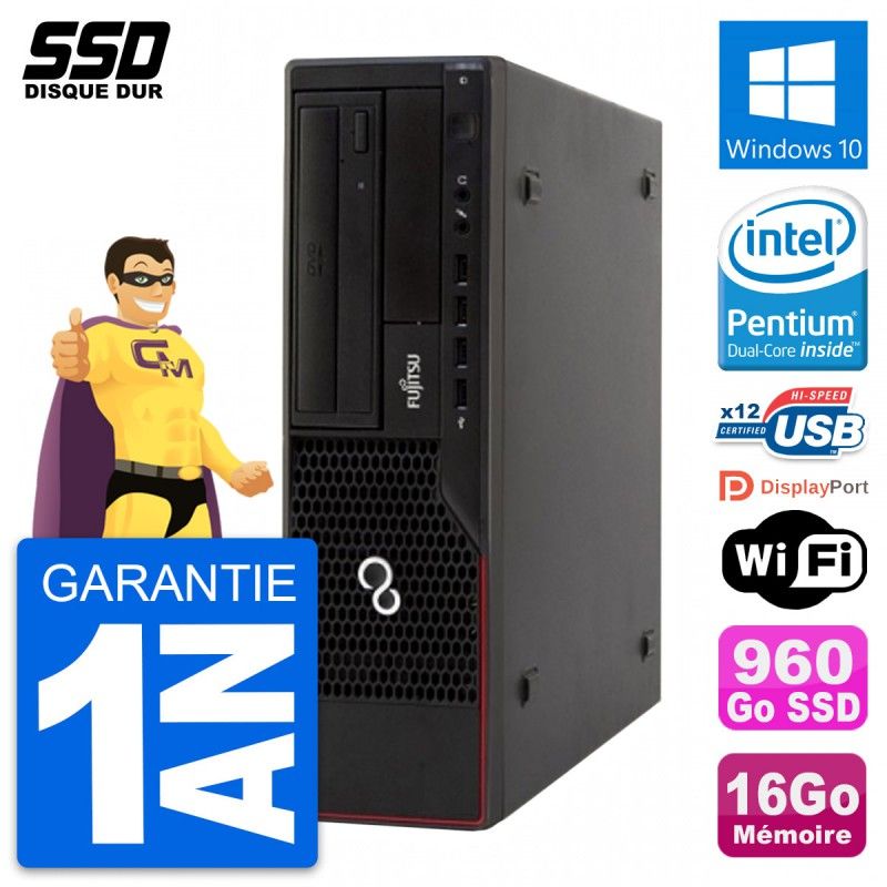 Fujitsu Esprimo E910 DT Desktop PC - Intel G630, 16GB RAM, 960GB SSD, Windows 10, WiFi