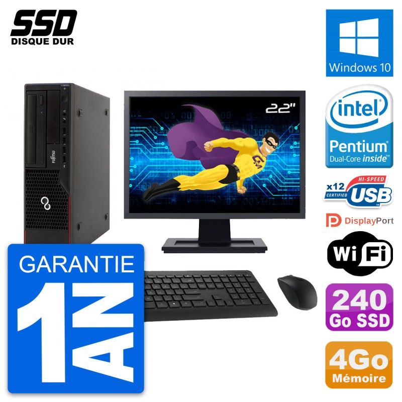 Fujitsu E910 DT 22-Inch Computer - Intel G630, 4GB RAM, 240GB SSD, Windows 10, Wifi