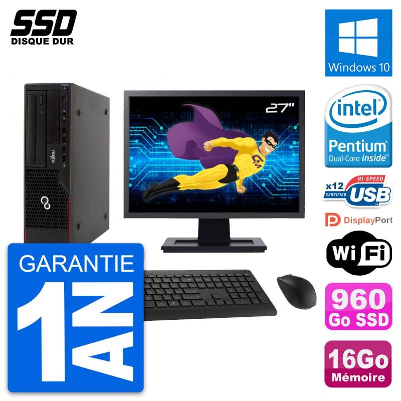 Fujitsu E910 DT 27-inch Monitor with Intel G630, 16GB RAM, 960GB SSD, Windows 10, WiFi