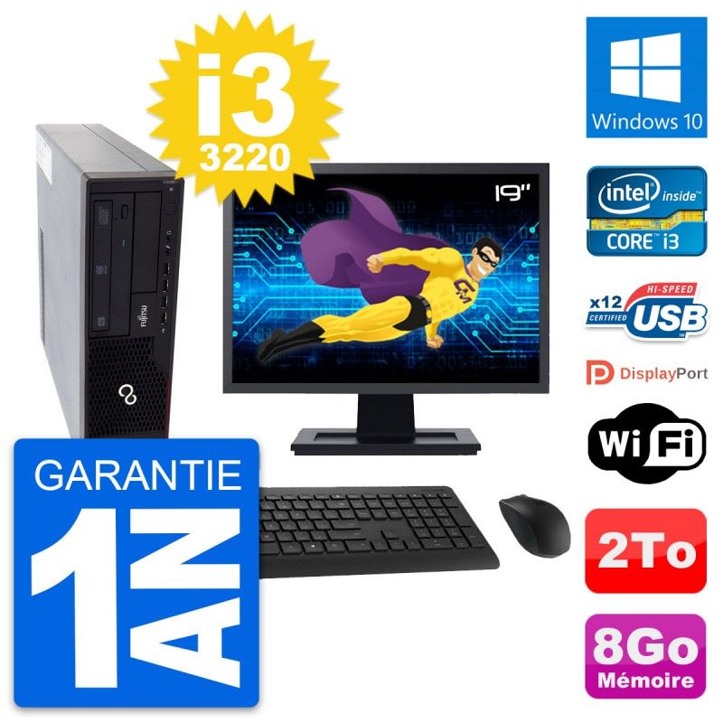 Fujitsu E910 DT 19-Inch PC - Intel i3, 8GB RAM, 2TB HDD, Windows 10, WiFi