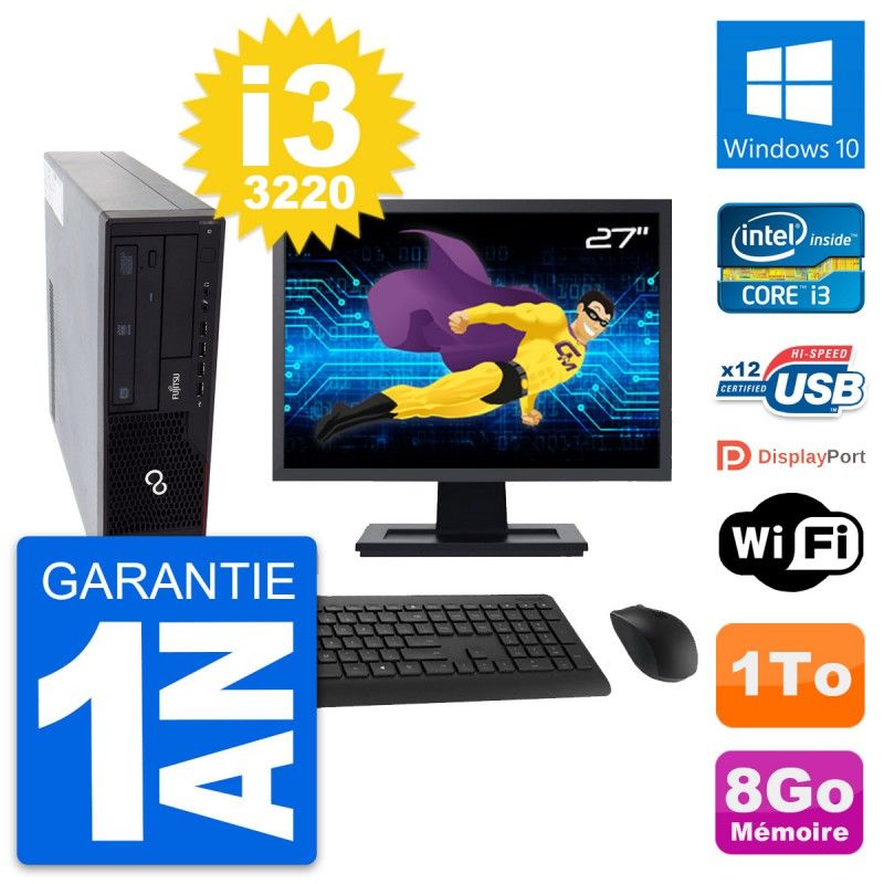 Fujitsu E910 DT 27-Inch PC - Intel i3, 8GB RAM, 1TB HDD, Windows 10, WiFi