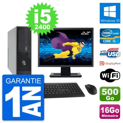 Fujitsu E910 DT 22-inch PC - Intel i5, 16GB RAM, 500GB HDD, Windows 10, WiFi