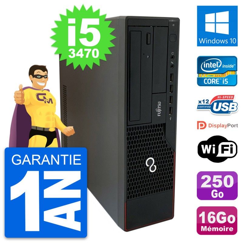Fujitsu Esprimo E910 DT Desktop PC - Intel i5-3470, 16GB RAM, 250GB SSD, Windows 10, WiFi