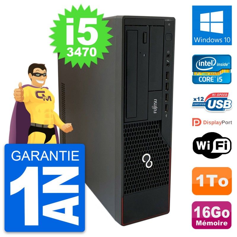 Fujitsu Esprimo E910 DT Desktop PC - Intel i5-3470, 16GB RAM, 1TB HDD, Windows 10, WiFi