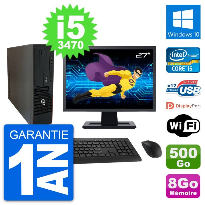 Fujitsu E910 DT 27-Inch Desktop PC - Intel i5, 8GB RAM, 500GB HDD, Windows 10, WiFi