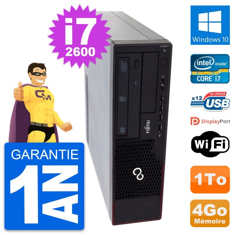 Fujitsu Esprimo E910 DT Desktop PC - Intel i7-2600, 4GB RAM, 1TB HDD, Windows 10, WiFi
