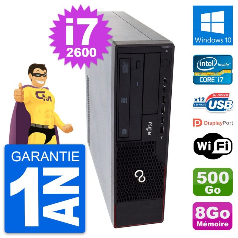 Fujitsu Esprimo E910 DT Desktop Computer - Intel i7-2600, 8GB RAM, 500GB HDD, Windows 10, WiFi